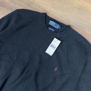 Vintage 90s Polo Ralph Lauren Men XL Black Made in Hong Kong Crewneck Sweater